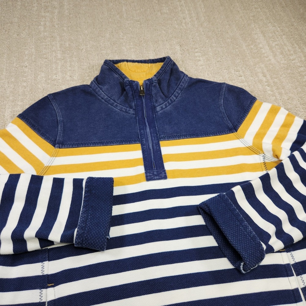 Fat Face Sweatshirt Women 10 The Air Lie Heavy Cotton Knit Pullover Blue Striped